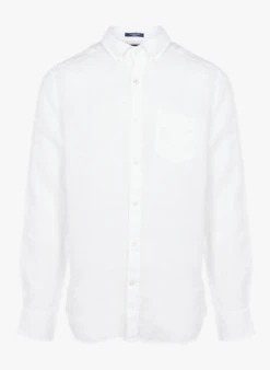 Gant Chemise Col Américain Regular-fit En Lin | Blanc