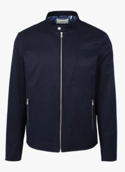 Ikks Blouson Col Rond En Coton Mélangé | Bleu