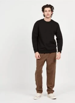 Les Deux Pantalon Imprimé Pied-de-poule En Laine Mélangée | Marron -Sandro Geschaft 3974599