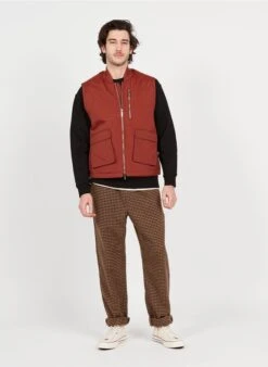 Les Deux Pantalon Imprimé Pied-de-poule En Laine Mélangée | Marron -Sandro Geschaft 3974603