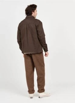 Les Deux Pantalon Imprimé Pied-de-poule En Laine Mélangée | Marron -Sandro Geschaft 3974610