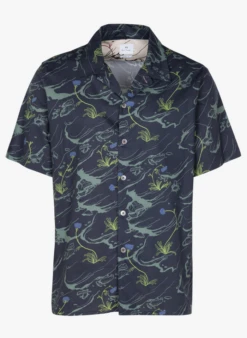 PAUL SMITH Chemise à Manches Courtes Imprimée En Coton Mélangé | Bleu