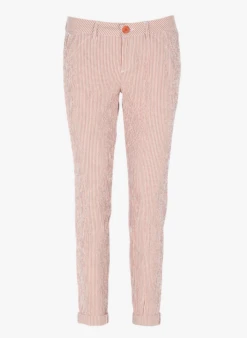 Reiko SANDY - Pantalon Droit à Rayures En Coton Mélangé | Orange -Sandro Geschaft 4001752