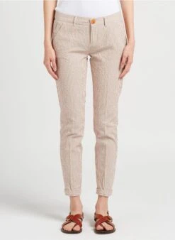 Reiko SANDY - Pantalon Droit à Rayures En Coton Mélangé | Orange