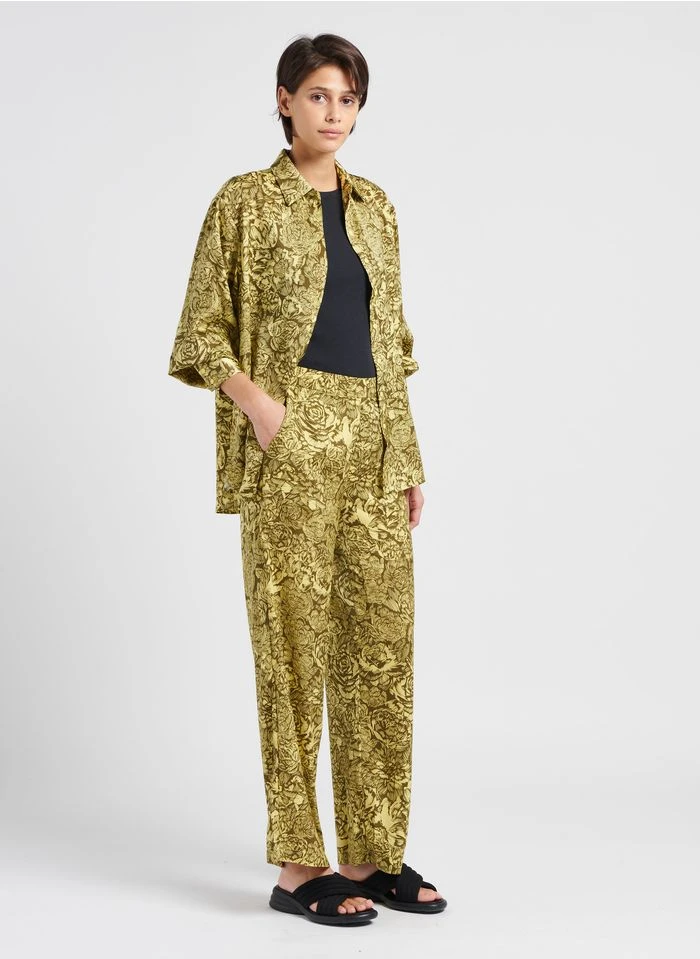 MOSS COPENHAGEN MARICEL - Pantalon Large Taille Haute à Imprimé | Jaune 6 MOSS COPENHAGEN MARICEL - Pantalon Large Taille Haute à Imprimé | Jaune – Bild 4