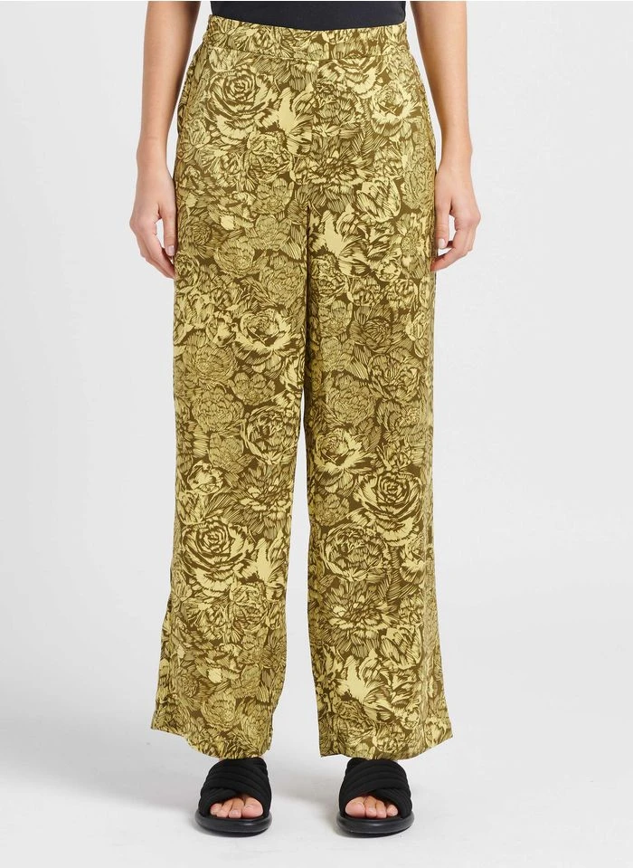 MOSS COPENHAGEN MARICEL - Pantalon Large Taille Haute à Imprimé | Jaune 3 MOSS COPENHAGEN MARICEL - Pantalon Large Taille Haute à Imprimé | Jaune