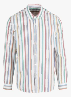 TOKYO RAINBOW - Chemise Col Américain Regular-fit Rayée En Coton | Rayé