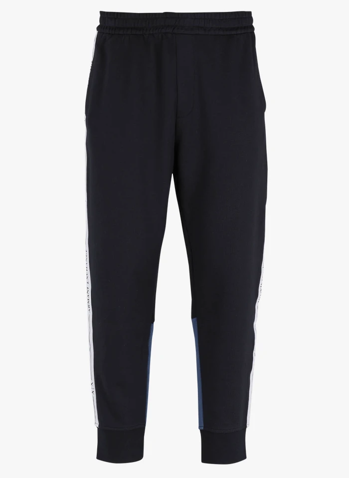 Armani Exchange Jogging A Bandes Logotypées En Coton | Bleu 3 Armani Exchange Jogging A Bandes Logotypées En Coton | Bleu