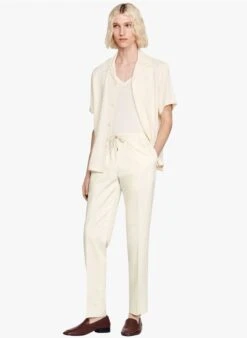Sandro NEW ALPHA COTTON - Pantalon Chino Avec Cordon En Coton Mélangé | Blanc 13 Sandro NEW ALPHA COTTON - Pantalon Chino Avec Cordon En Coton Mélangé | Blanc -Sandro Geschaft 4077325