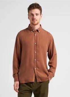 Les Deux Chemise Col Classique En Lyocell | Marron -Sandro Geschaft 4082045