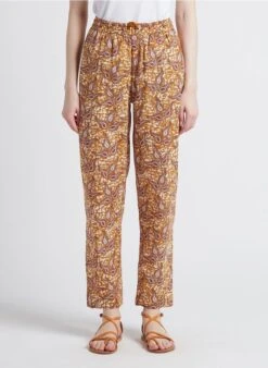 BOWLING - Pantalon Droit En Coton Imprimé | Marron