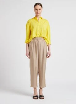 SEE U SOON Pantalon Carotte Satiné | Beige