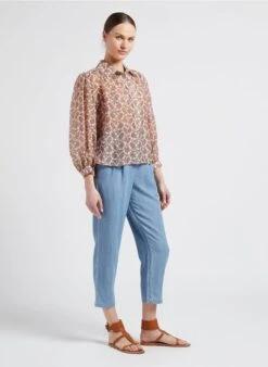 SEE U SOON Pantalon Droit Fluide Impression Denim | Jean Délavé -Sandro Geschaft 4099205