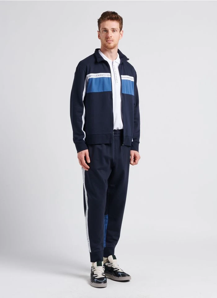 Armani Exchange Jogging A Bandes Logotypées En Coton | Bleu 11 Armani Exchange Jogging A Bandes Logotypées En Coton | Bleu – Bild 9