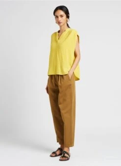 The New Society JOANNA - Pantalon Carotte En Coton | Kaki -Sandro Geschaft 4123554