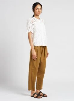 The New Society JOANNA - Pantalon Carotte En Coton | Kaki -Sandro Geschaft 4123560