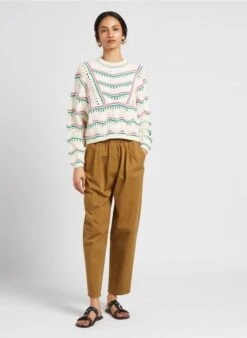 The New Society JOANNA - Pantalon Carotte En Coton | Kaki -Sandro Geschaft 4123564