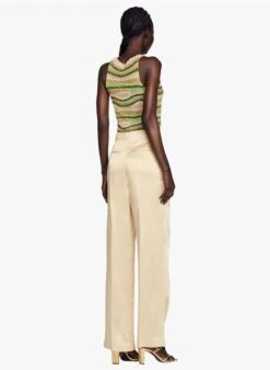 Sandro TROUVILLE - Pantalon Palazzo Droit En Viscose Et Lin | Beige -Sandro Geschaft 4126976