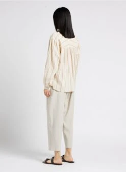 Masscob ARMAN - Pantalon Large Taille Haute En Lin Mélangé | Blanc -Sandro Geschaft 4135085