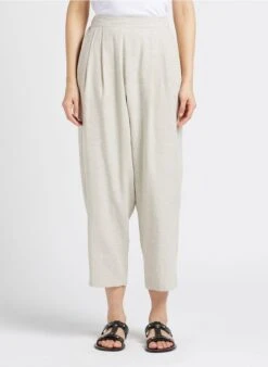 Masscob ARMAN - Pantalon Large Taille Haute En Lin Mélangé | Blanc