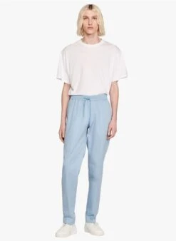 Sandro NEW ALPHA COTTON - Pantalon Chino Avec Cordon En Coton Mélangé | Bleu 8 Sandro NEW ALPHA COTTON - Pantalon Chino Avec Cordon En Coton Mélangé | Bleu -Sandro Geschaft 4142918