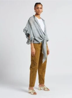 Mes Demoiselles DALMA - Pantalon Large En Coton | Vert -Sandro Geschaft 4157134