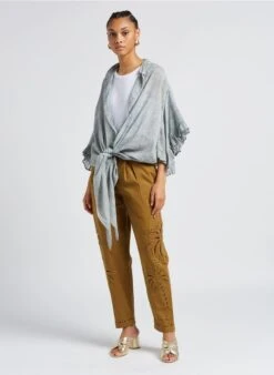 Mes Demoiselles DALMA - Pantalon Large En Coton | Vert -Sandro Geschaft 4157139