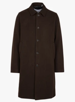 Les Deux Manteau Col Classique Regular-fit En Laine Mélangée | Marron