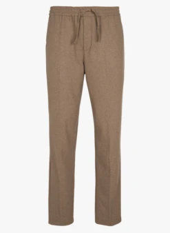 Les Deux Pantalon Droit En Laine Mélangée | Marron