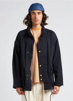 CHEVIGNON DUCK - Parka Col Montant à Capuche En Coton Mélangé | Bleu -Sandro Geschaft 4168920