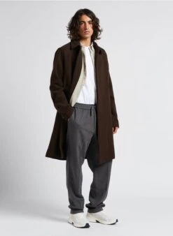 Les Deux Manteau Col Classique Regular-fit En Laine Mélangée | Marron -Sandro Geschaft 4201764