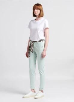 LE TEMPS DES CERISES Pantalon Chino Ceinturé En Coton | Vert -Sandro Geschaft 4217216