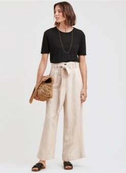 Pantalon Ample Taille Haute | Blanc -Sandro Geschaft 4254492